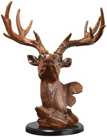 Fenteer Deer Head Figurine Desktop Decor Sculpture