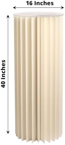 Efavormart 40 Inch Ivory Accordion Folding Pedestal Box