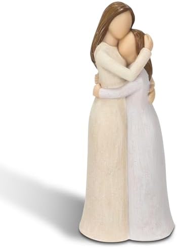 Mother and Daughter Figurines Resin Sculpted Hand Painted Home Decor Statue