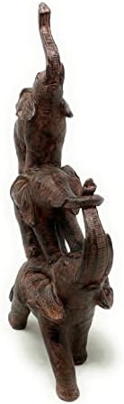 Natures Mark 3 Stacked Elephants Resin Statue Home Decor
