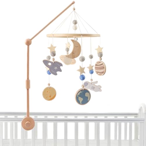 Cute Space Themed Crib Mobile with 360 Rotation