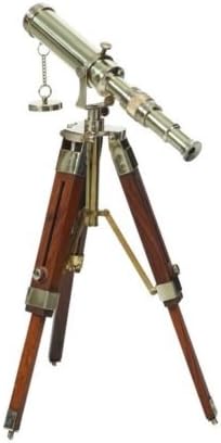Mahira Nautical Decorative Telescope with Wood Tripod