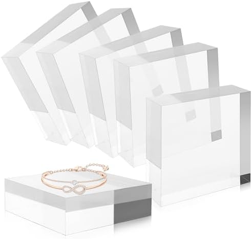 6 Pcs Clear Acrylic Display Blocks 3x3x1 Inch