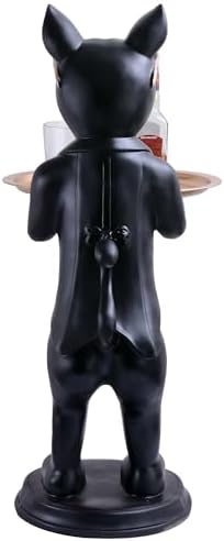 Resin Cool Dog Sculpture with Plate for Home Decor