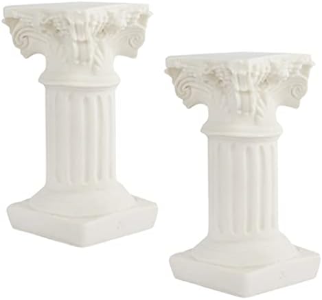 Roman Pillars Mini White Resin Figurine Set for Home Decor