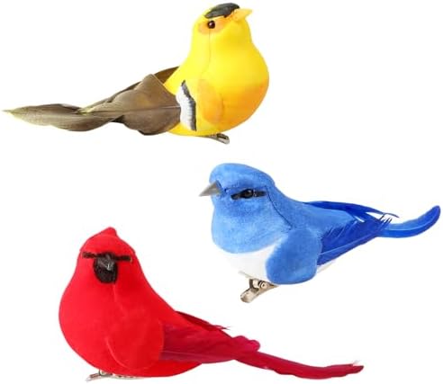 3pcs Artificial Birds for Home Garden Christmas Decor