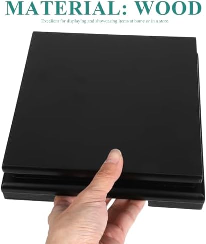 Cabilock Square Wood Vase Display Riser 7 Inch Black Wooden Tray Base for Home Decoration