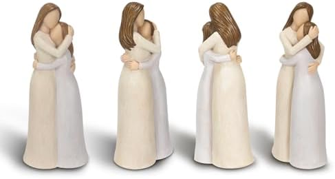 Mother and Daughter Figurines Resin Sculpted Hand Painted Home Decor Statue