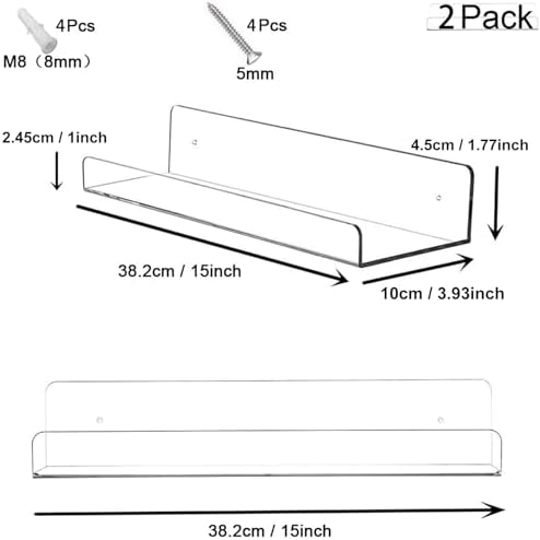 Cerpourt Acrylic Floating Shelf Set 2 Pack
