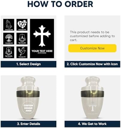 Custom Adult Cremation Urn with Personalized Engraving Elite Dark Humor Series 200 Lbs Capacity White with Gold Rim