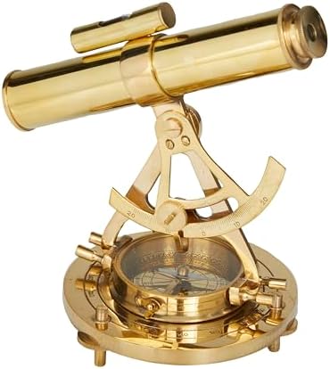 Deco 79 Brass Metal Telescope with Compass Base