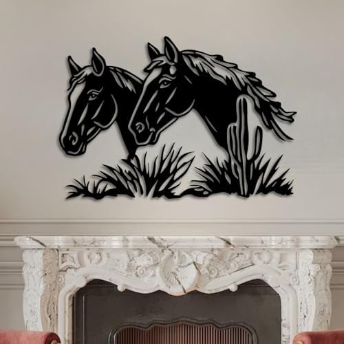 ENJOYOO Metal Horse Wall Art 24x16in White Wall Sculpture