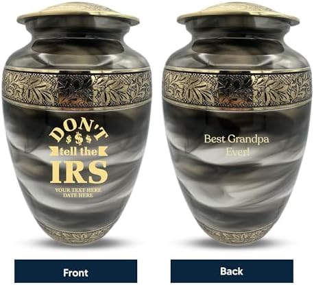 Custom Cremation Urn with Engraved Name and Dates Humorous Office Design 200 Cu In Capacity