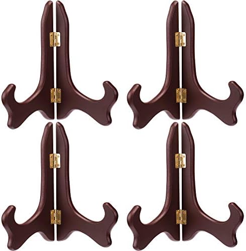 Tatuo 4 Pack Red Wooden Display Easel Plate Holder