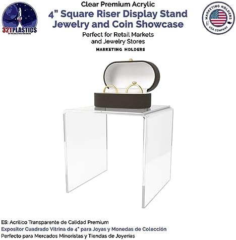 Clear Acrylic Riser Stand 4 Inch Square Platform Pedestal