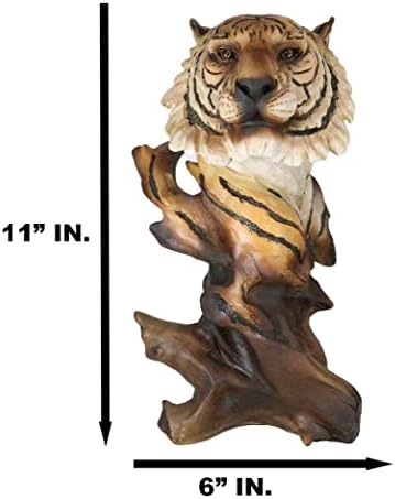 Ebros Gift Faux Wood Bengal Tiger Bust Statue 11 Inch Tall Decorative Figurine