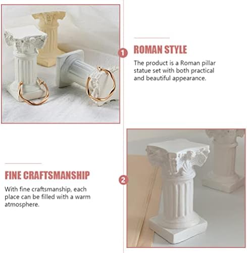 Roman Pillars Mini White Resin Figurine Set for Home Decor