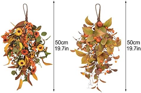 Fall Swag Door Decor 20in Autumn Teardrop Wreath