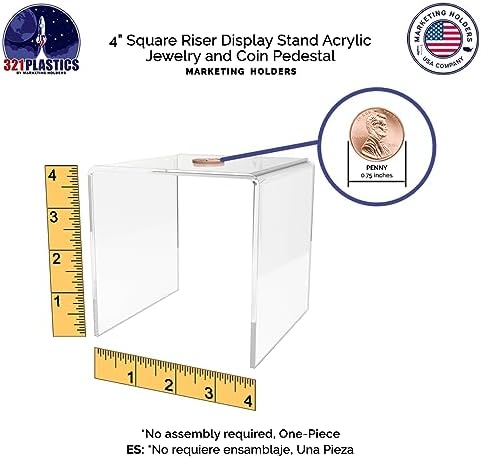 Clear Acrylic Riser Stand 4 Inch Square Platform Pedestal