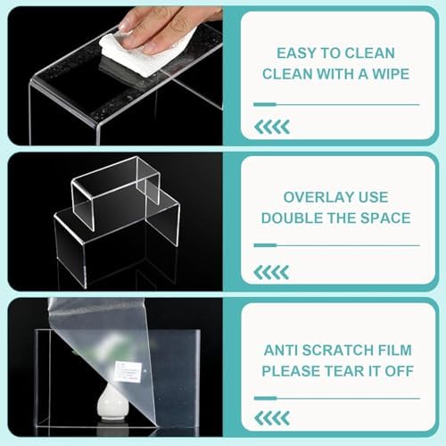 5Pcs Acrylic Risers Display Stands for Showcasing Items