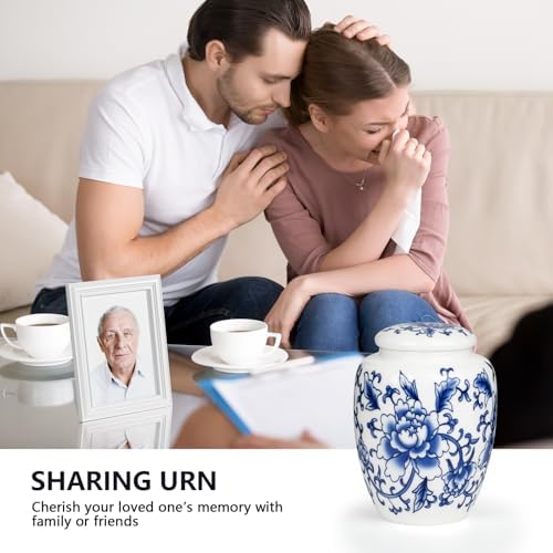 Exquisite Blue and White Porcelain Cremation Urn with Box