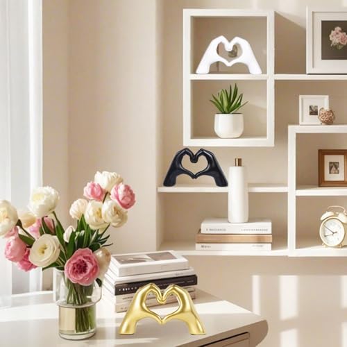 Pink Decor Heart Hands Sculpture for Home Room Decor