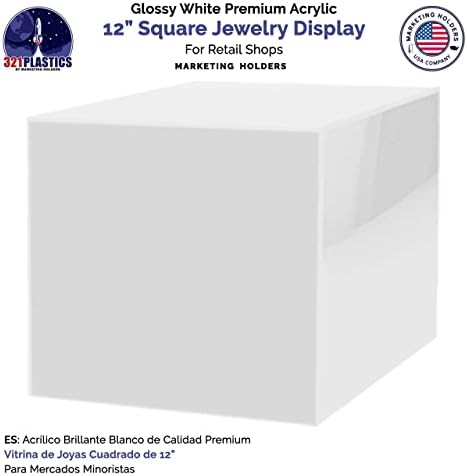 4 Pack 12 Inch White Acrylic Display Box with Open Side