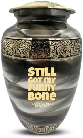 Custom Cremation Urn for Men Women - Gold Engraved Name Dates Funny Bone Design