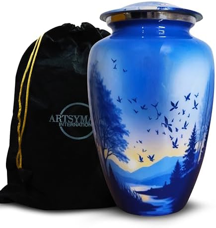 Artsymade Heaven Scenery Cremation Urn - Blue 200 Cubic Inches