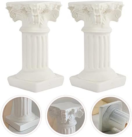 Roman Pillars Mini White Resin Figurine Set for Home Decor