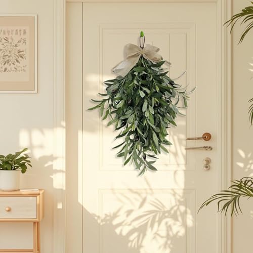 60cm Artificial Olive Teardrop Swag Wreath Decor