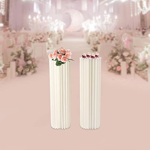 2PCS 394in Tall Round Cylinder Flower Stand Wedding Centerpieces Foldable Display Stands