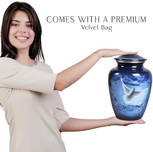 YATSKIA Peace Dove Ash Urn - Large Metal Decorative Memorial Cremation Urn for Mom Dad