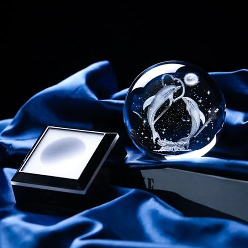 3D Crystal Ball Dolphin Night Light Decor