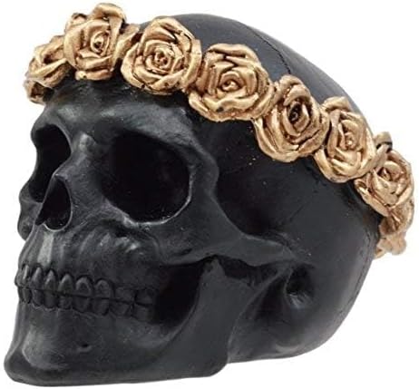 Ebros Gift Day of The Dead Copper Rose Black Skull Figurine 425 Inch