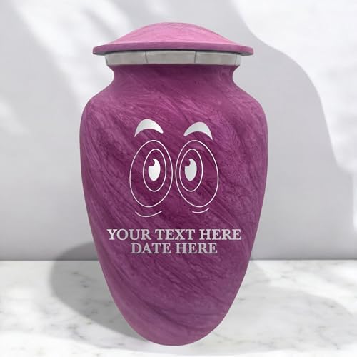 Custom Large Cremation Urn with Funny Eyes - Pink