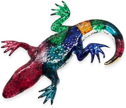 WitnyStore Rainbow Gold Crocodile Figurine - Miniature Hand Blown Glass Decor Collectible