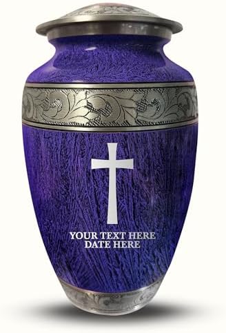 Elegant Personalized Cremation Urn - Custom Engraved Distressed Silver Inlay