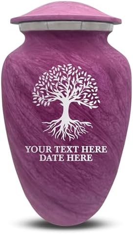 Custom Large Adult Cremation Urn - Pink Name and Tree of Life Design
