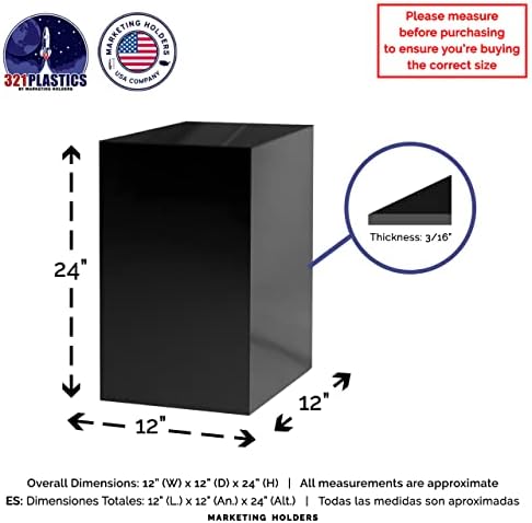 12 x 12 x 24 Acrylic Cube Display Stand Black