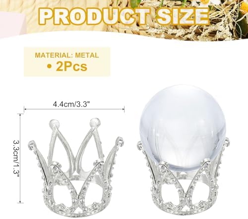 Uxcell 2pcs Metal Crystal Sphere Holder 17 Inch Dia Ball Display Stand for Glass Home Decor