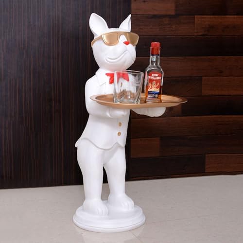 Cool Dog Statue with Plate for Home Decor