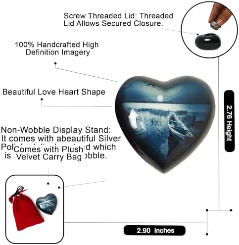 Small Heart Urns for Ashes - Complete Memorial Set