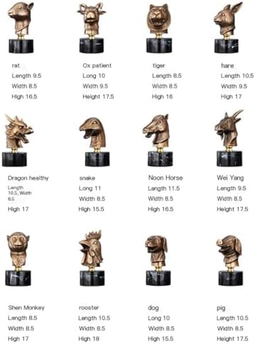 Chinese Zodiac Animal Head Sculptures with Bronze Finish and Marble Base