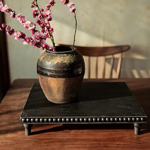 GENMOUS Farmhouse 3-Tier Beaded Wood Display Stand