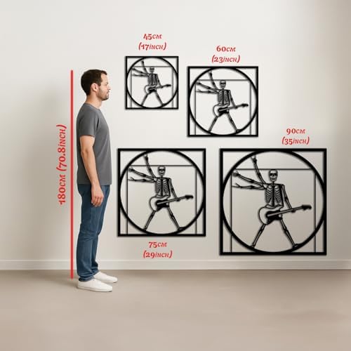 Rock Skeleton Vitruvian Wall Art Modern Minimalist Metal Decor