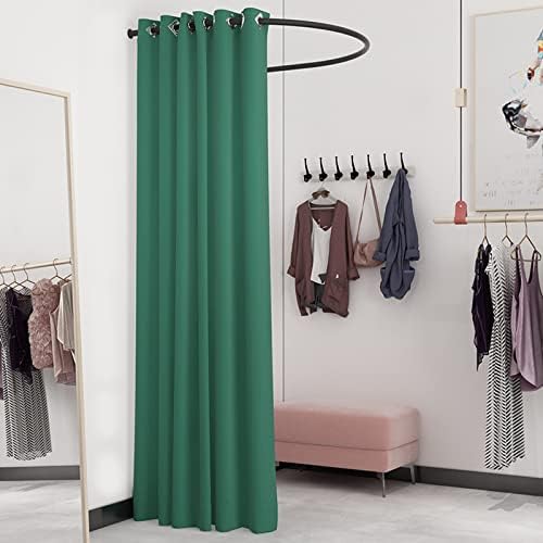 Dark Green Portable Fitting Room with U-Shaped Metal Track