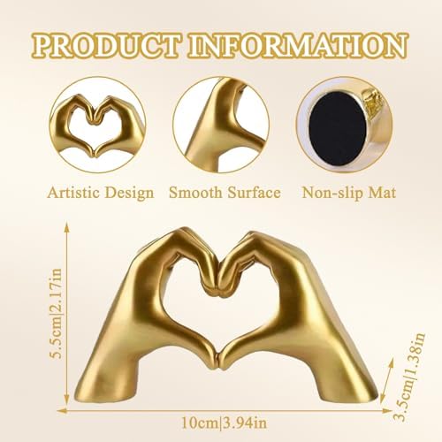 Panthra 2PCS Heart Hands Sculpture Gold and Black