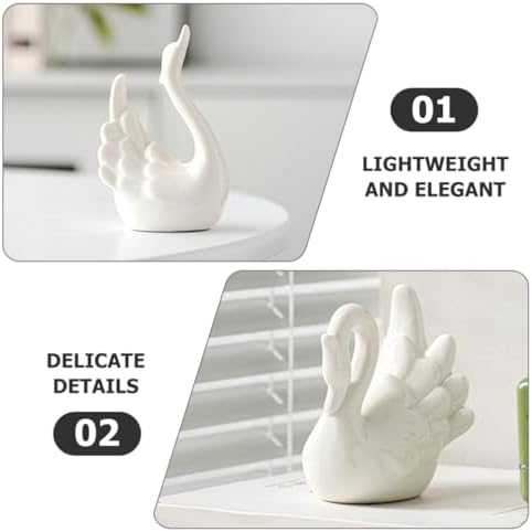 Kichvoe Swan Sculpture Decor 2pcs Ceramic Figurine Couple Table Decorations