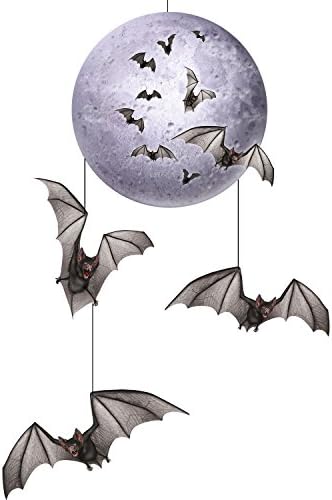 Beistle Halloween Moon and Bats Hanging Mobiles Box of 12